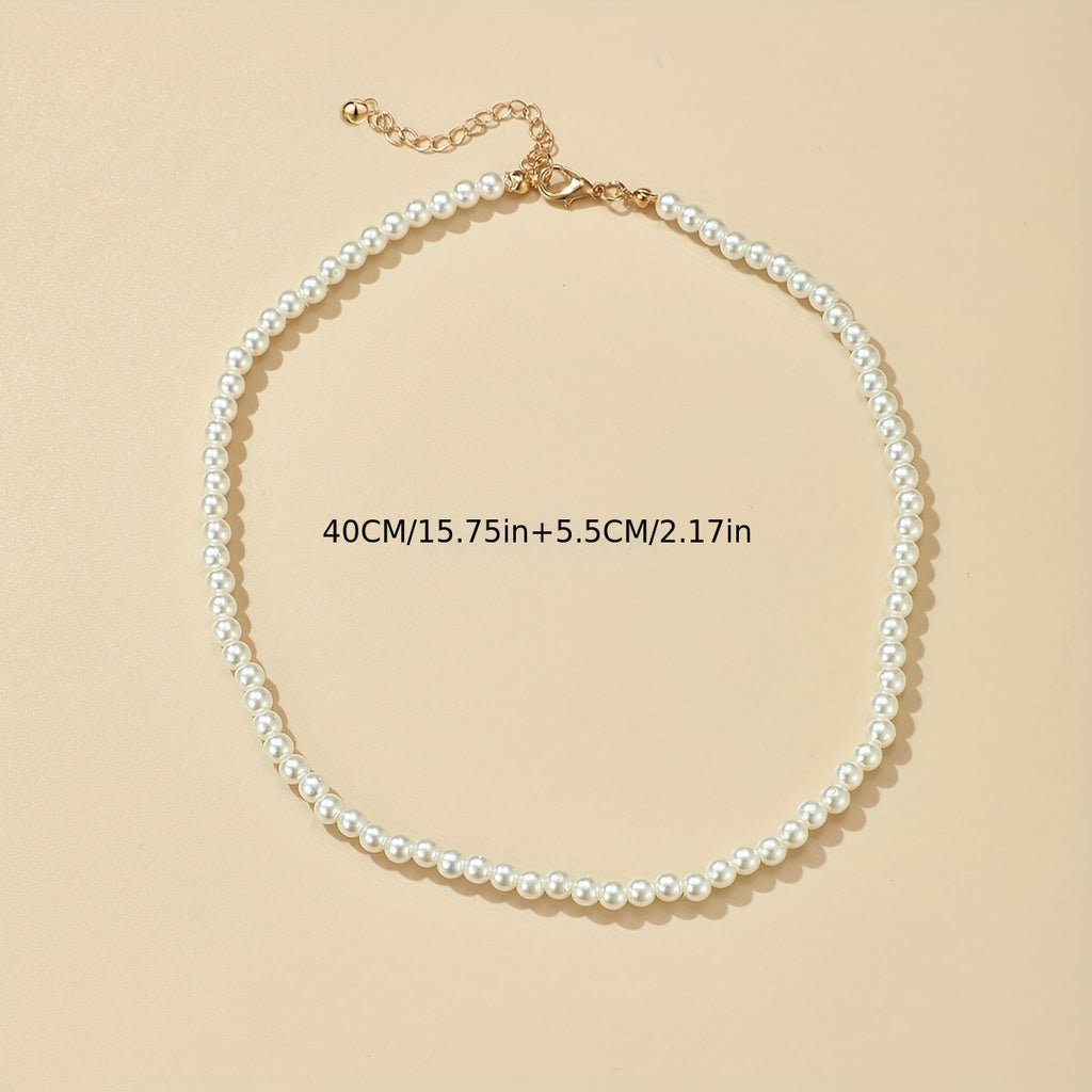 Elegant Single-Strand Faux Pearl Choker Necklace for Women - Bohemian Style, Perfect for Parties, Gatherings, and Gifts, Versatile Accessory|Clavicle Chain|Imitation Pearls