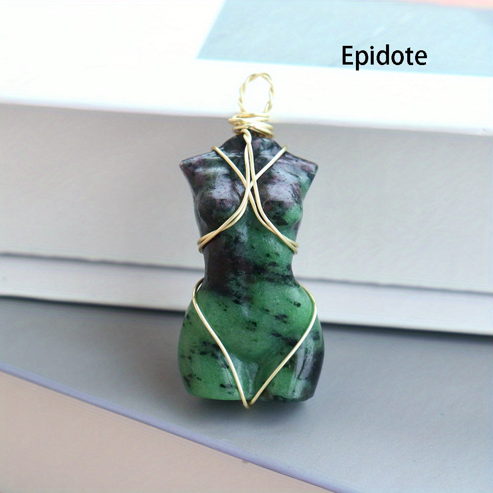 1pc, Natural Quartz Crystal Goddess Pendant Necklace - Perfect Gift for Women, Brides, and Engagements