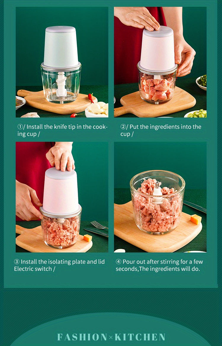 7.4v-20.29oz Multifunctional Electric Meat Grinder - Perfect for Grinding Meat, Garlic, and Making Complementary Food