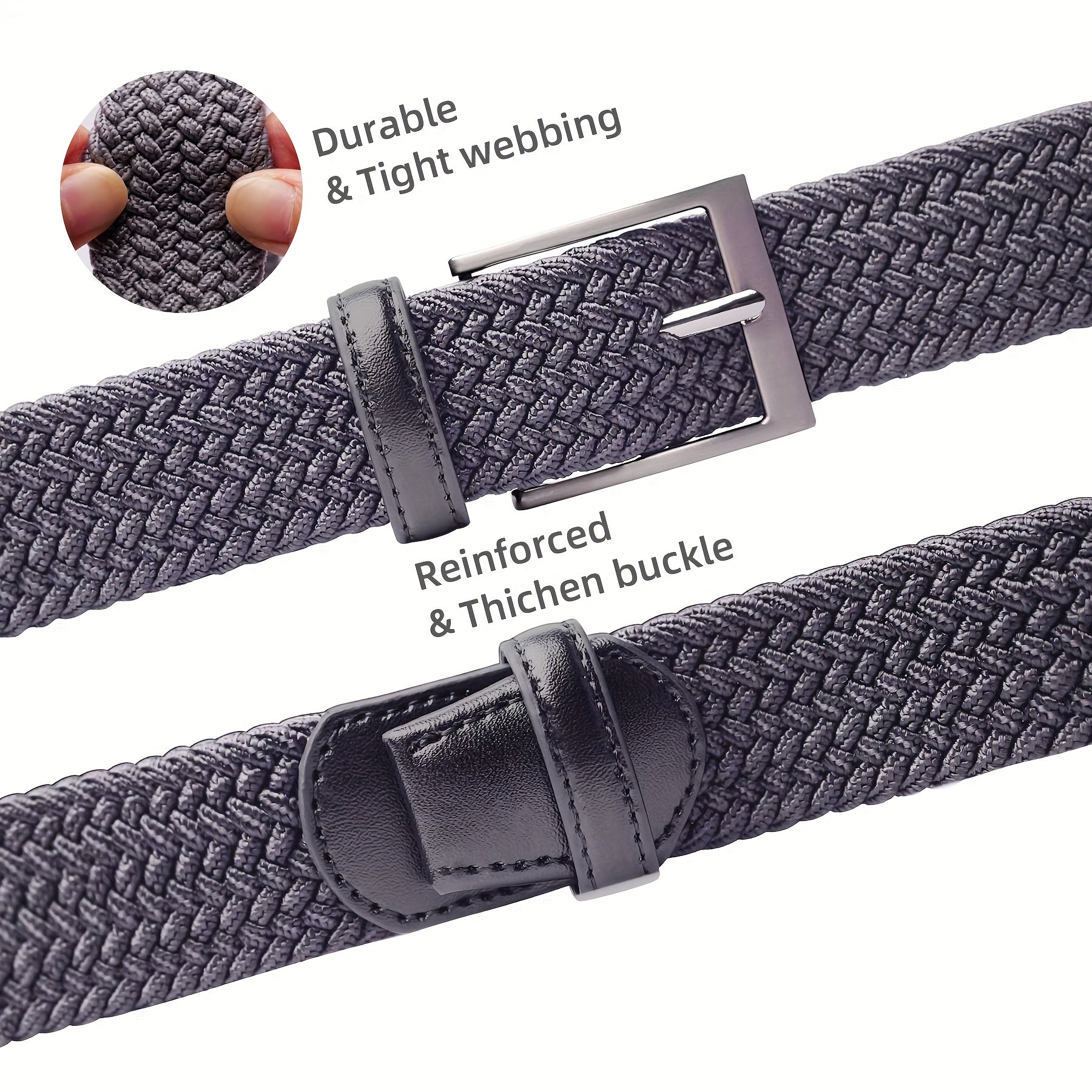 Woven Stretch Belts Made of Braided Elastic for Men And Women, Suitable for Casual Pants, Jeans, And Golf Shirts
