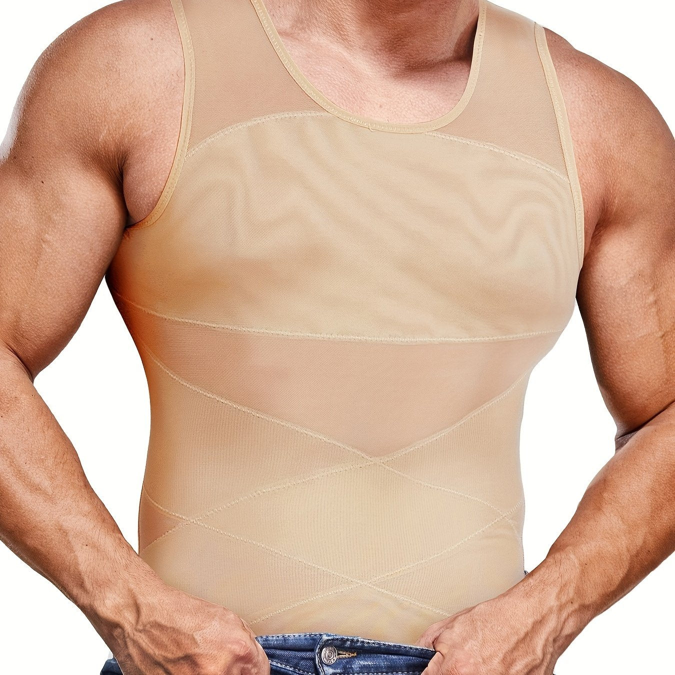 SCARBORO Men's Compression Shirt for Body Shaper Slimming Vest Tight Tummy Underwear Tank Top