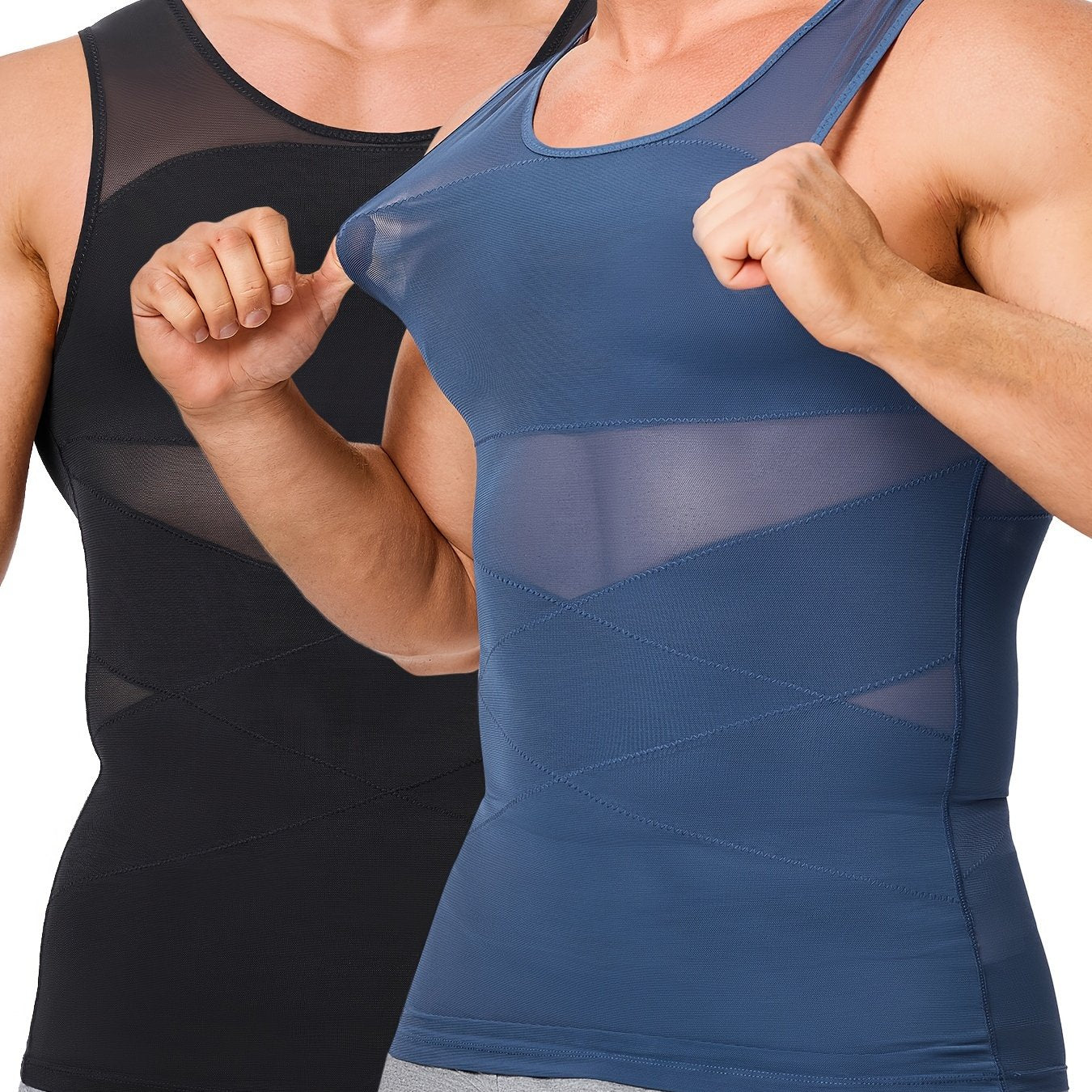 SCARBORO Men's Compression Shirt for Body Shaper Slimming Vest Tight Tummy Underwear Tank Top