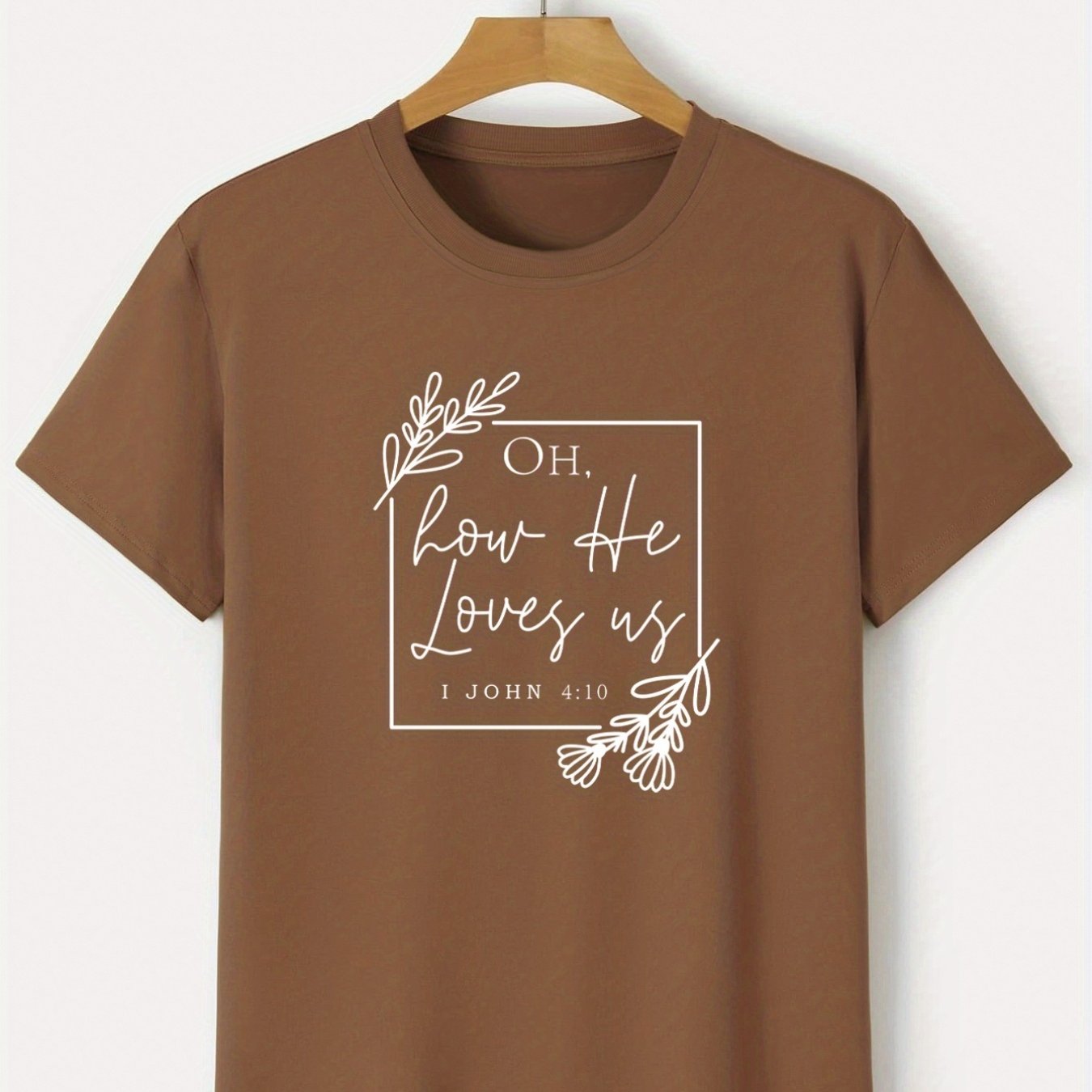 'Oh How He Loves Us' Round Neck T-shirts, Causal Tees, Short Sleeves Tops, Men's Summer Clothing