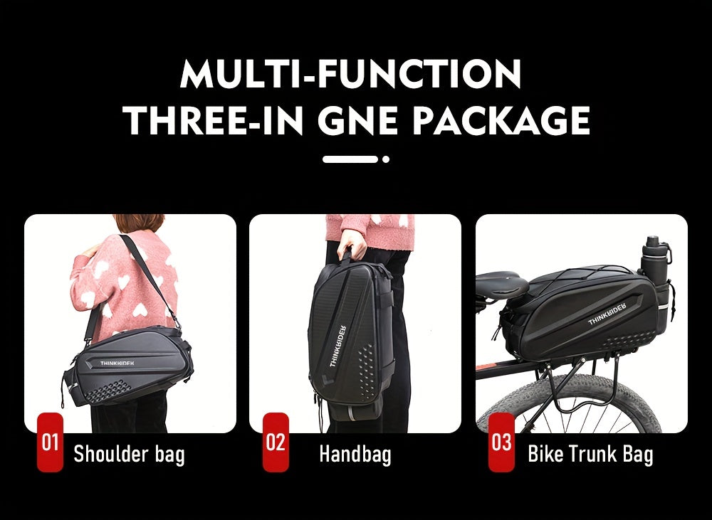 14L Hard Shell ThinkRider Bicycle Rear Hunch Bag - Anti-Splash Material, Rain Cover Included