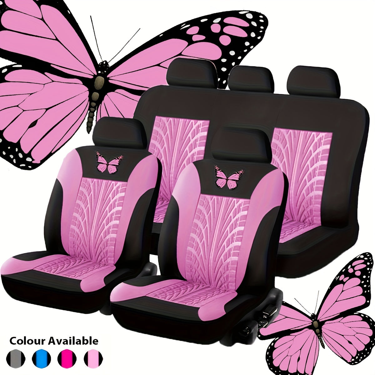 Butterfly Heat Transfer Craft Car Seat Cover for 5 Seats (Universal Type)