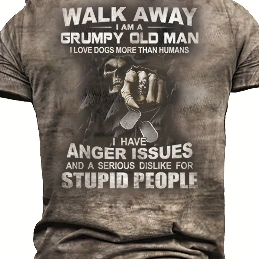 Men's T shirt Tee Graphic Tee Funny T Shirts Slogan T Shirts Skull Letter Graphic Prints Crew Neck Brown 3D Print Outdoor Street Print Clothing Apparel Vintage Sports Designer