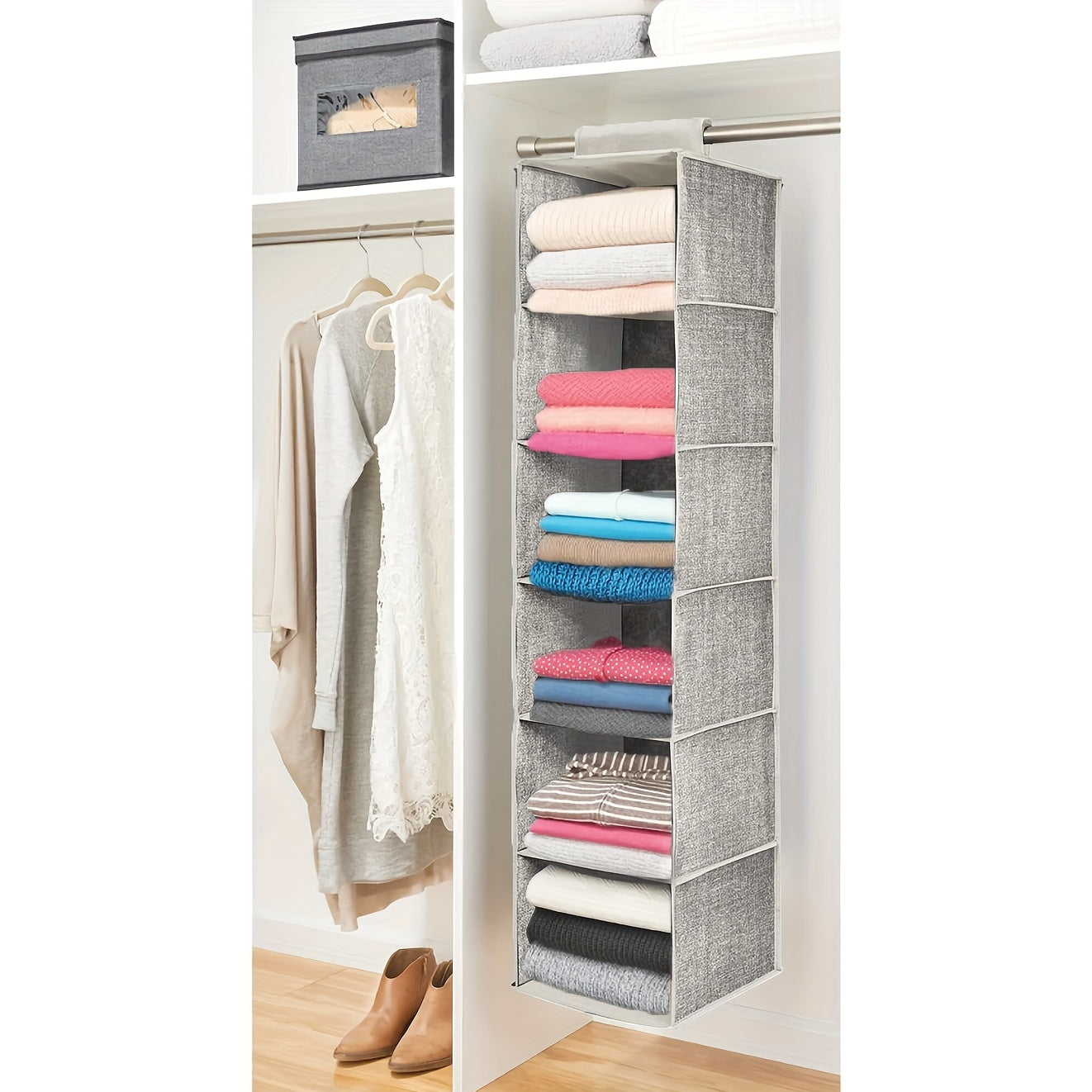 1pc Fabric Hanging Storage Rack, 6-layer Storage Bag, Non-installation Household Storage Organizer Bag, Large Capacity Hanging Organizer For Closet For Clothes Dolls Toys Sundries