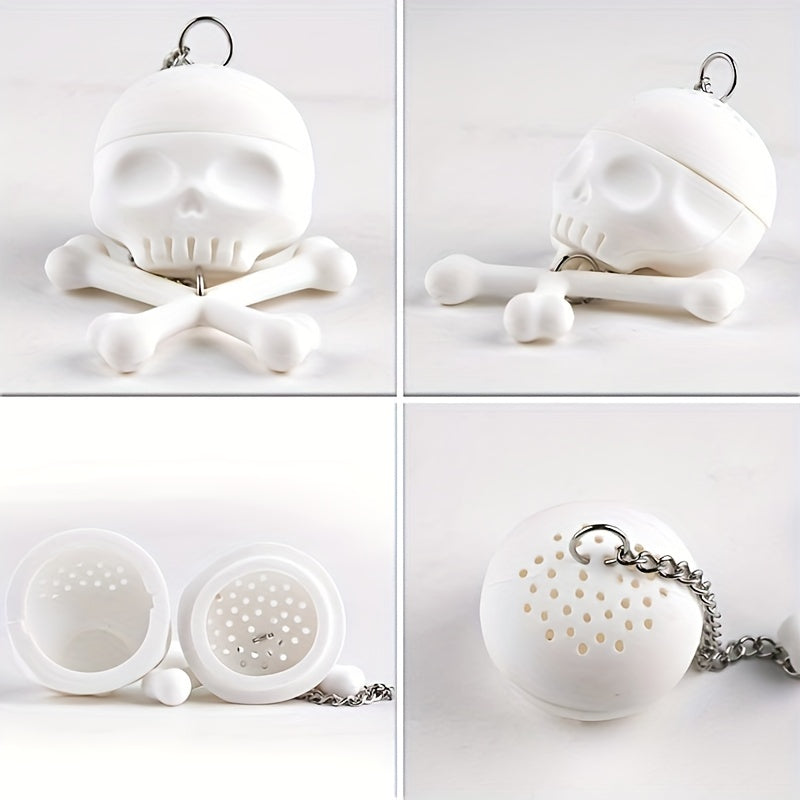 1pc Tea Pot Cross-Chain Skull Tea Filter Food Grade Silicone Tea Filter