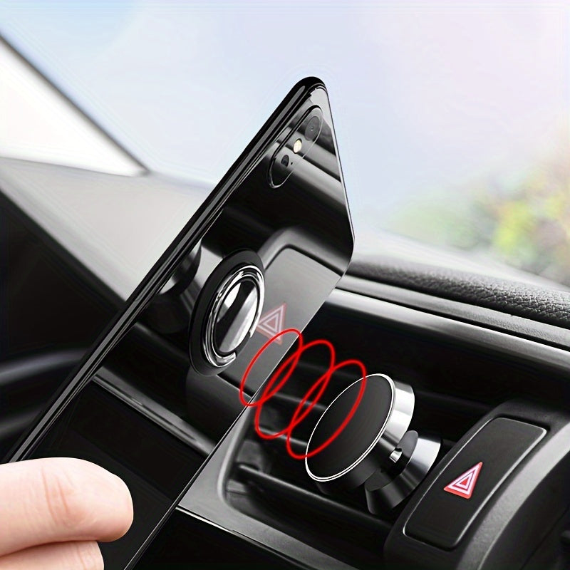 360 Grade Draaiende Universele Vingerringhouerstaander met Magnetiese Montering en Foonagterplakkerblokkiebeugel vir Selfoonmotor