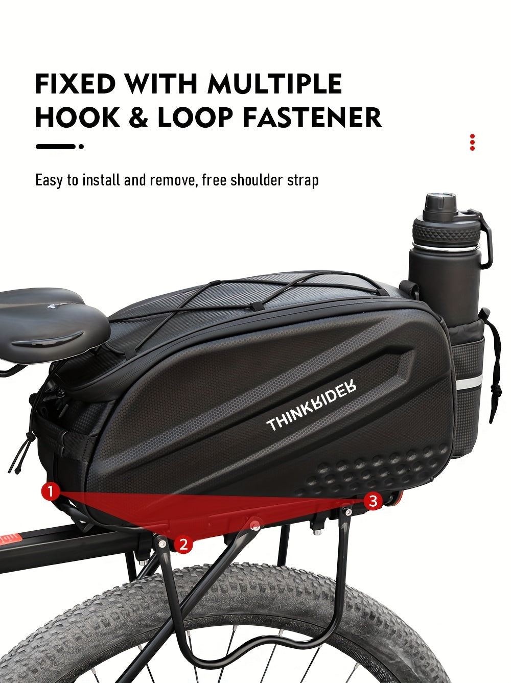 14L Hard Shell ThinkRider Bicycle Rear Hunch Bag - Anti-Splash Material, Rain Cover Included