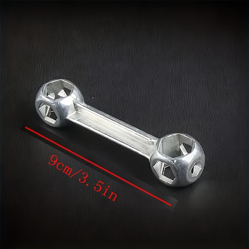 Versatile Bone-Shaped Hex Wrench for Bicycle Repair - Durable Zinc Alloy, Multi-Hole Design, Silvery