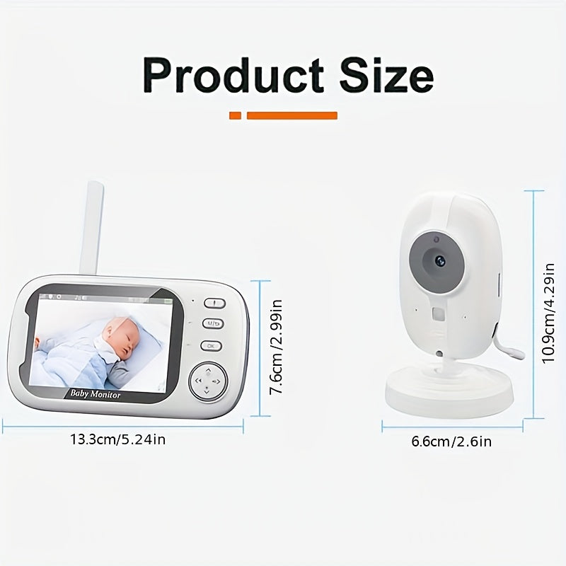 720P HD Wireless Monitor with 3.5" LCD Screen, 900ft Range, Auto Night Vision, 2-Way Audio, Temperature Sensor, 8 Soothing Lullabies, USB Rechargeable, Smartphone Compatible, ABS Material, Square Shape, Monitor Camera