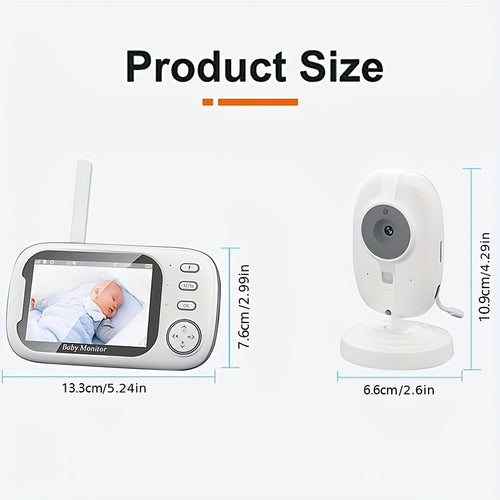 720P HD Wireless Monitor with 3.5" LCD Screen, 900ft Range, Auto Night Vision, 2-Way Audio, Temperature Sensor, 8 Soothing Lullabies, USB Rechargeable, Smartphone Compatible, ABS Material, Square Shape, Monitor Camera