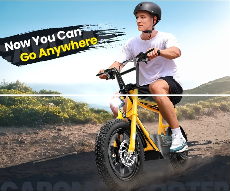 Caroma 500W Electric Scooter for Adults with Seat & Basket - 16" All-Terrain Tires, 20MPH Top Speed, 25 Miles Range, Dual Disc Brakes, LCD Display, Rechargeable Battery, Aluminum Alloy, Mixed Colors, Inflatable Tires, 48V 7.8