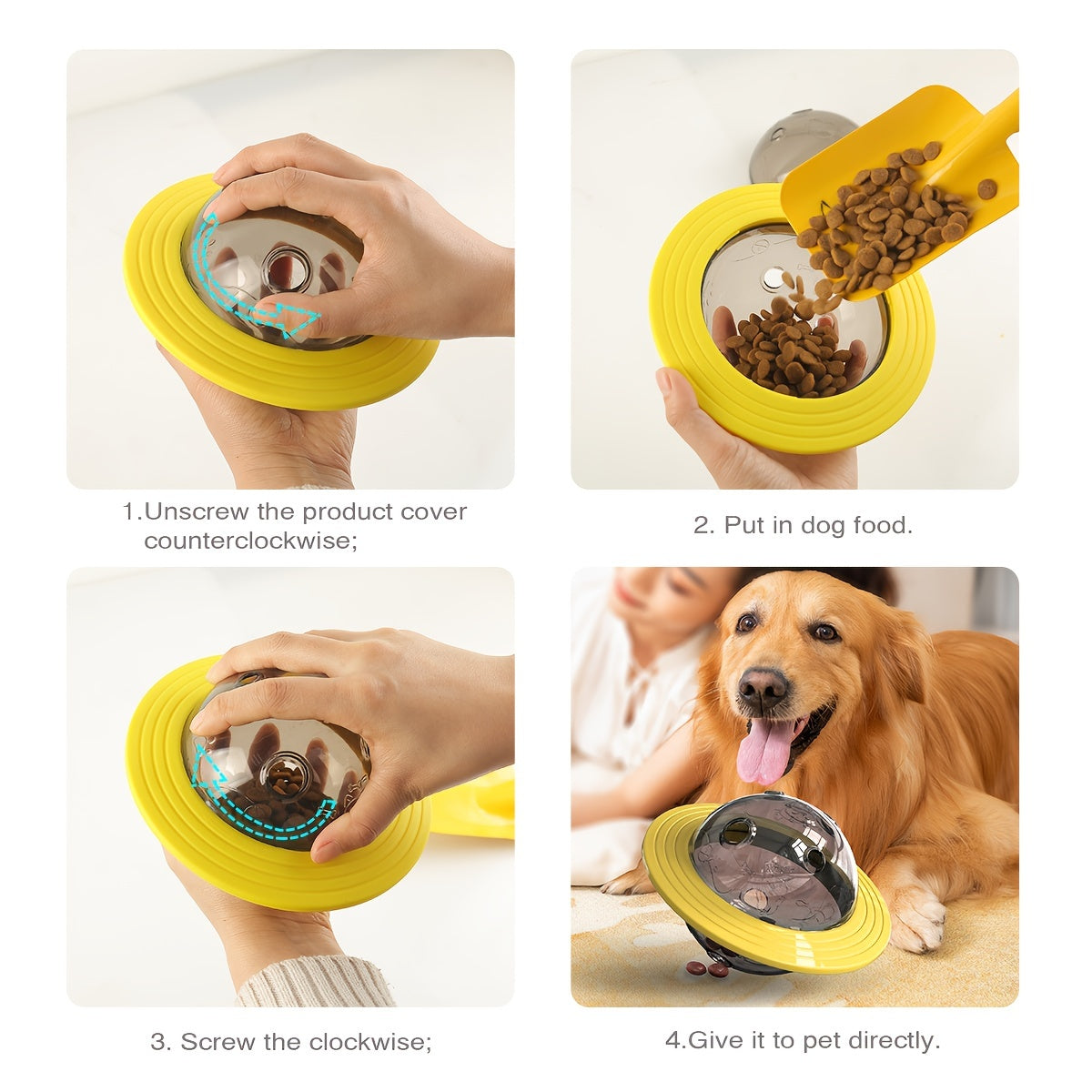 Interactive UFO Design Dog Ball Toys, Food Dispensing Pet Slow Feeder Ball, Dog Enrichment Toys, Dogs IQ Treat Ball Puzzle Toy
