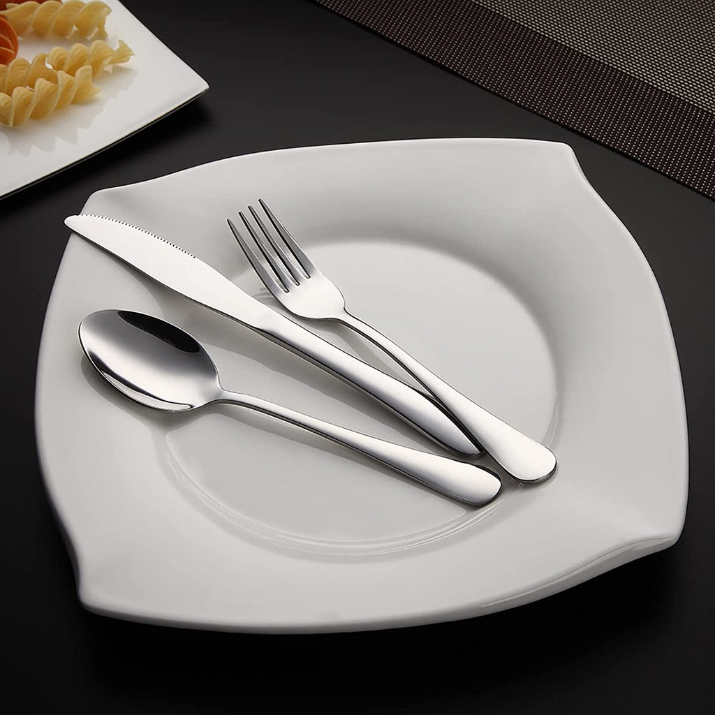 Besteckset für unterwegs, 8-teiliges Reise- und Camping-Besteckset mit Gabel, Löffel, Essstäbchen, Reinigungsbürste, Trinkhalm und Tragetasche, Edelstahl-Besteckset