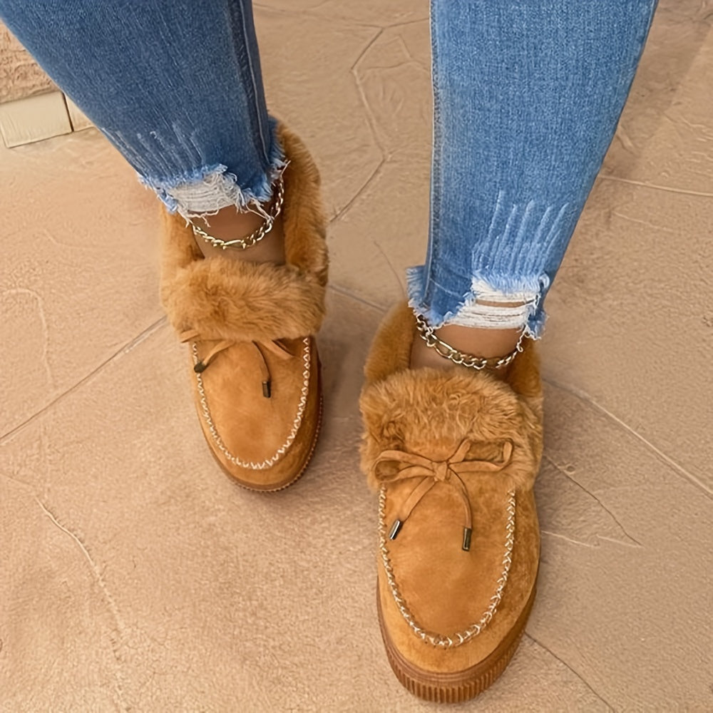 Neue Damen Winter Stiefeletten Schneestiefel Plüsch Warme Slip-on Damen Schuhe Flats Übergröße