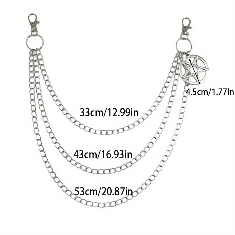 Punk Pentagram Pants Jeans Chain Keychains Trouser Biker Chains Harajuku Goth Jewelry Gothic Rock Accessories for Men Women