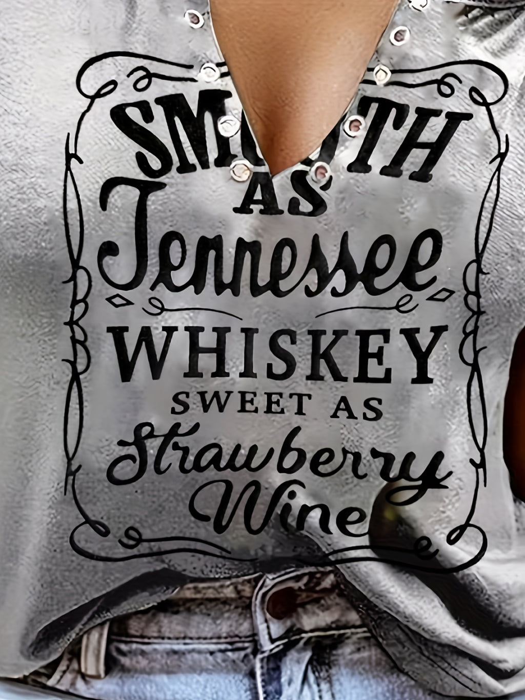 Smooth As Tennessee Whiskey Sweet As Strawberry Wine Shirt Ring Hole Sleeveless Sexy V-Neck Womens Country Music Tank Top