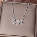 444 Angel Number Rhinestone Necklace - Silver Plated Zinc Alloy with Sparkling Stones, Daily & Party Occasion, Everyday Jewelry | Angelic Design | Rhinestone Chain, Angel Jewelry