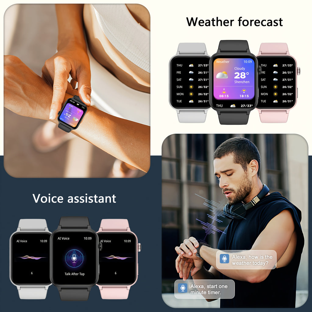 Smart Watch(Answer/Make Call), 1.85" Smart Watches for Men Women Voice Assistant, Push Message, 100+ Sport Modes, Fitness Activity Tracker, Weather, Stopwatch, Timer, Pedometer, Smartphone Watch, The Perfect Gift for Men And