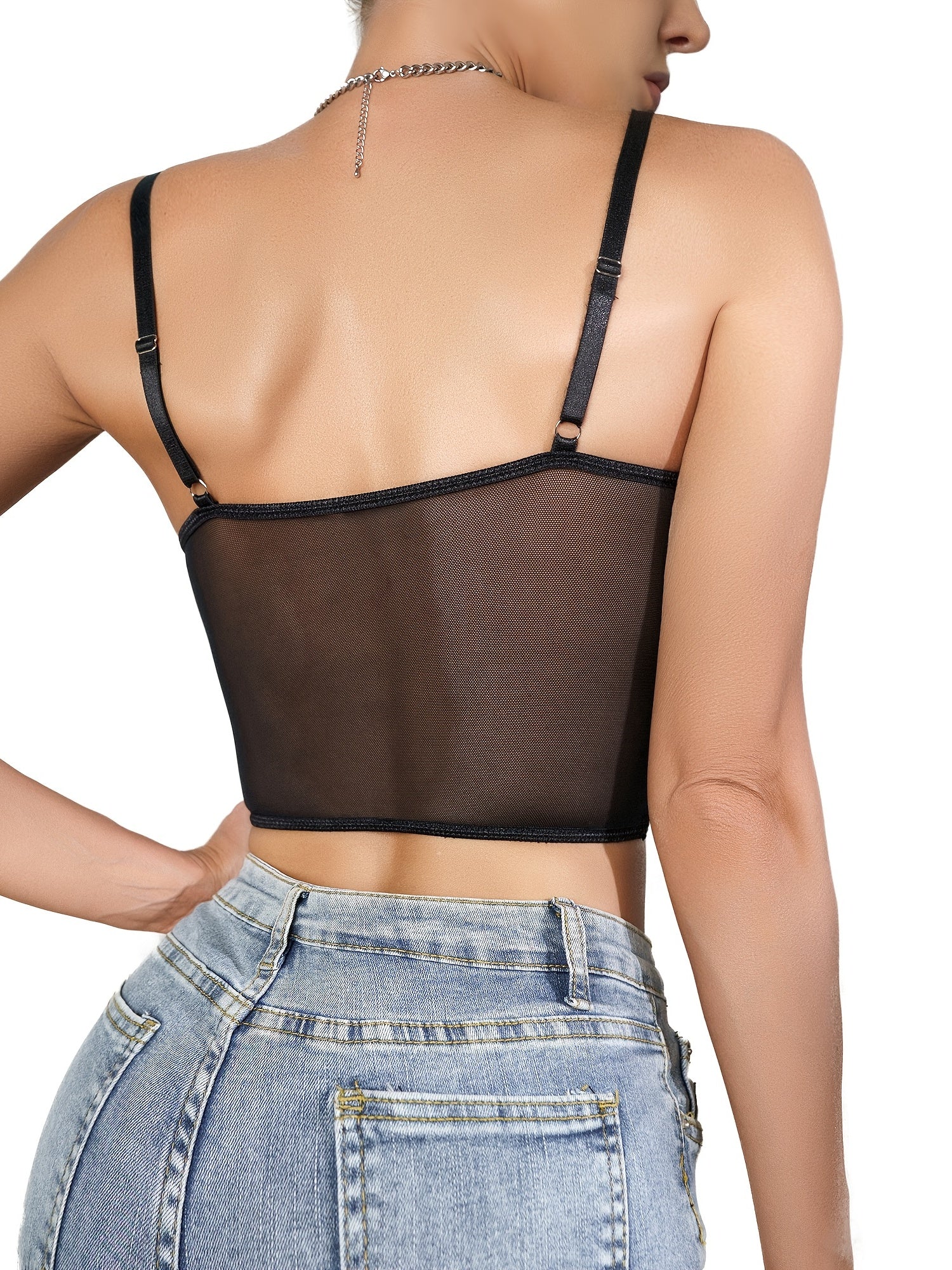 Cross-border Foreign Trade New European and American Vintage Lace Fishbone Steel Ring Niche Design Hollow-out See-through V-neck Sexy Hot Style Camisole Lingerie