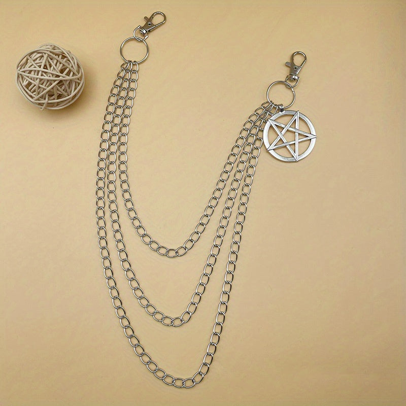 Punk Pentagram Pants Jeans Chain Keychains Trouser Biker Chains Harajuku Goth Jewelry Gothic Rock Accessories for Men Women
