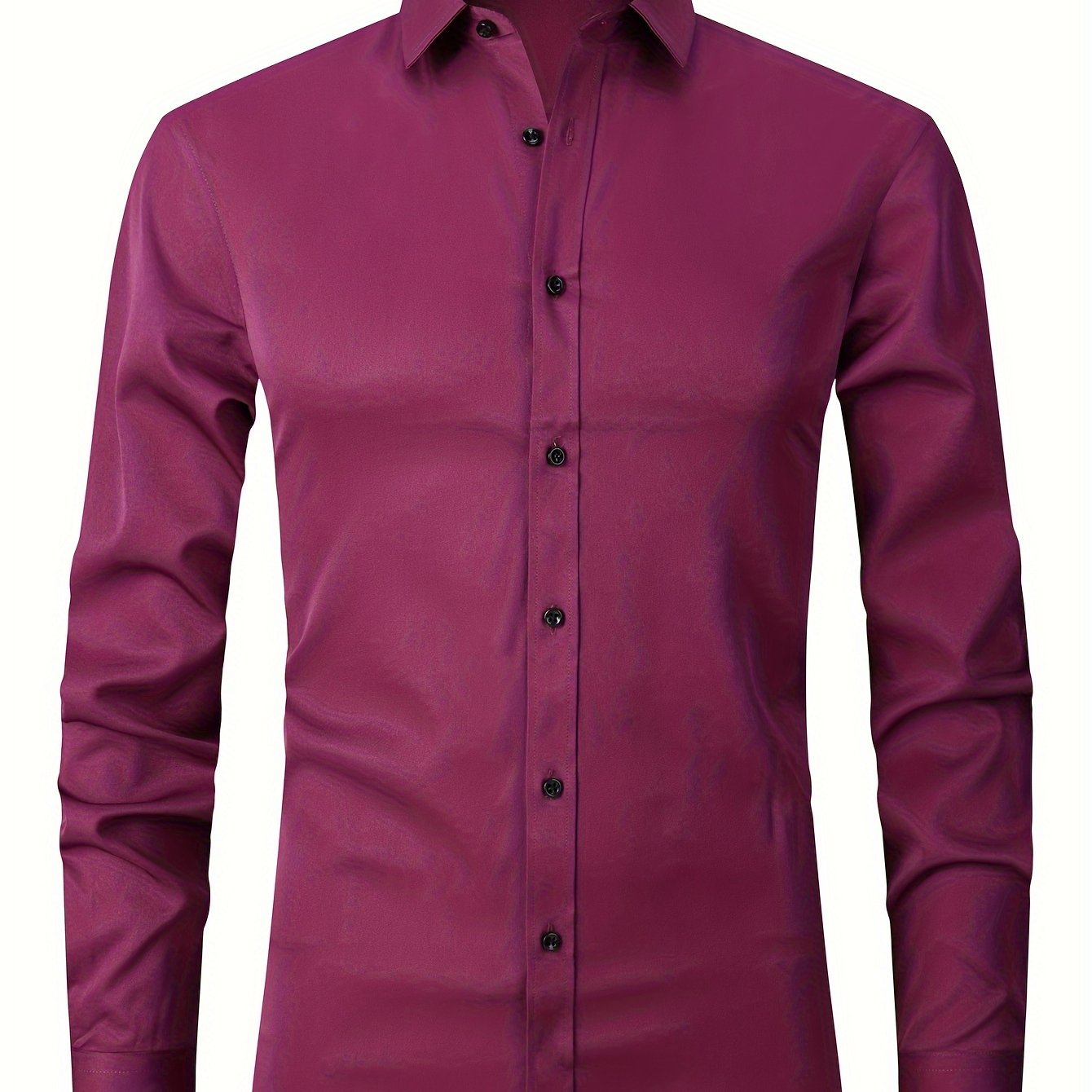 Men'S Stretch Slim-Fit Formal Shirt Without Pockets, Light Business Turn- Collar Long-Sleeved Shirt, Men'S Business Shirt, Wrinkle-Resistant And Durable Solid Color Formal Long-Sleeved Shirt with Buttons And Pockets, Suitable