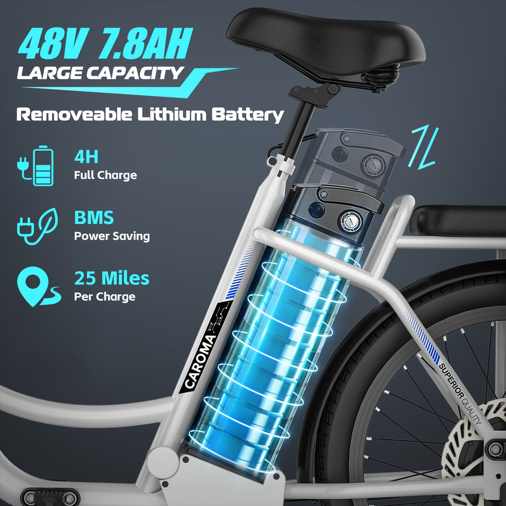[Electric Scooter, 500W] 500W Electric Scooter, 48V Removable Lithium Battery, Max Range 25 Miles, 20MPH with Seat, with Basket, with Rear Seat, Rear Seat Max Load 110lbs, Shock Absorption, Christmas and New Year Birthday Gif