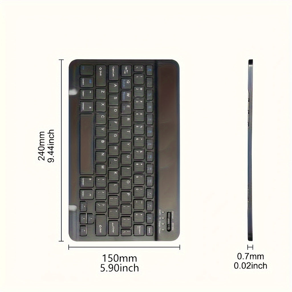 Geskik Vir Ipad, Ipad Pro, Ipad Mini, Ipad Air, Herlaaibare Ultradun Koordlose Sleutelbord Vir Apple, Iphone, Samsung Tablet Slimfoon IOS Android Windows, Draagbare Mini Koordlose 10 Duim Sleutelbord