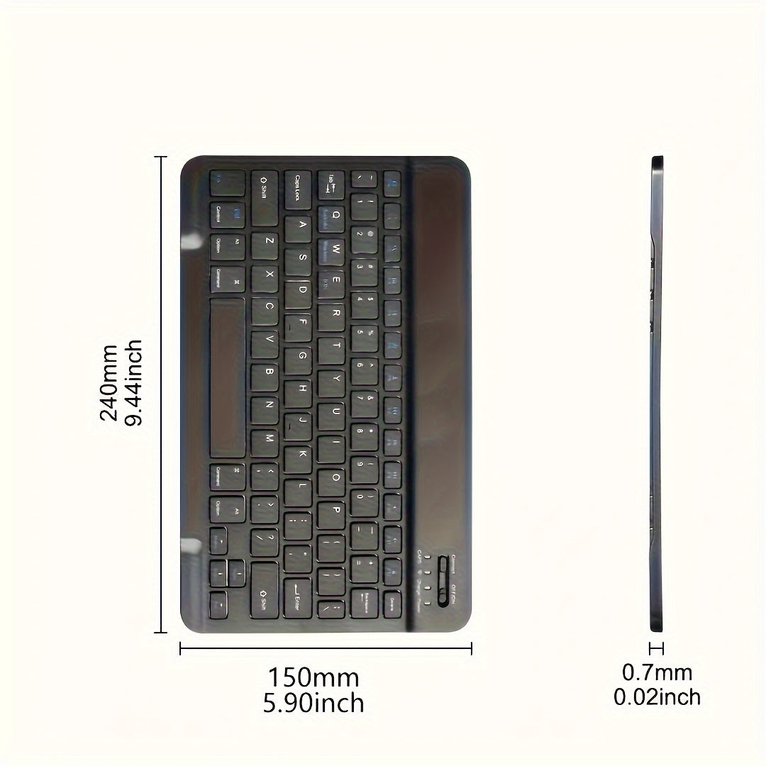 Geskik Vir Ipad, Ipad Pro, Ipad Mini, Ipad Air, Herlaaibare Ultradun Koordlose Sleutelbord Vir Apple, Iphone, Samsung Tablet Slimfoon IOS Android Windows, Draagbare Mini Koordlose 10 Duim Sleutelbord