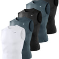 [5-Pack Athletic Shirts] TELALEO 5-Pack Men's Athletic Compression Shirts | Sleeveless Workout Tank Tops for Running, Basketball & Outdoor Activities, Breathable & Supportive Design, Black, White, Red, Blue