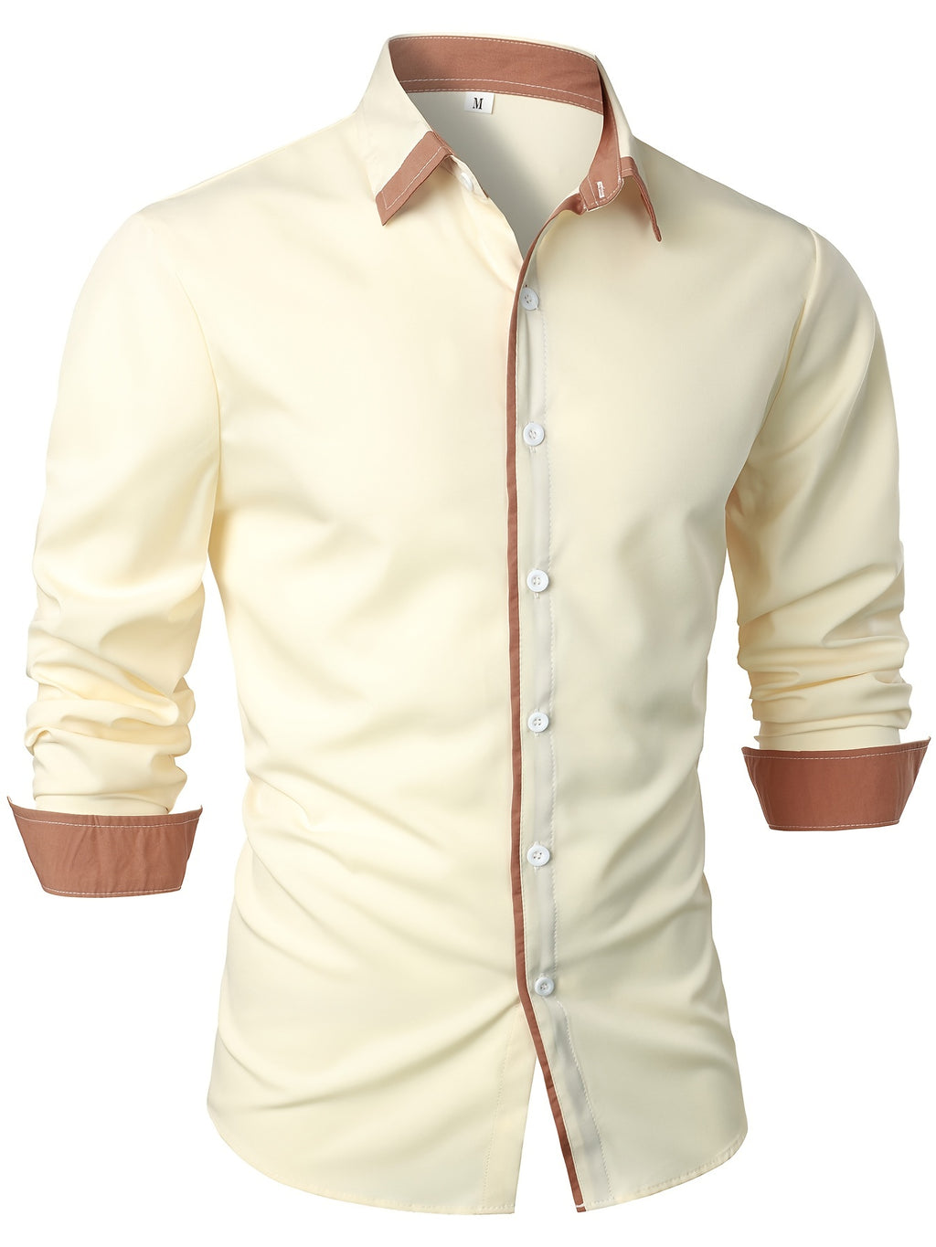 Men's Statement Trim Casual Trim Contrast Color Long Sleeve Shirt