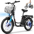 [Electric Scooter, 500W] 500W Electric Scooter, 48V Removable Lithium Battery, Max Range 25 Miles, 20MPH with Seat, with Basket, with Rear Seat, Rear Seat Max Load 110lbs, Shock Absorption, Christmas and New Year Birthday Gif