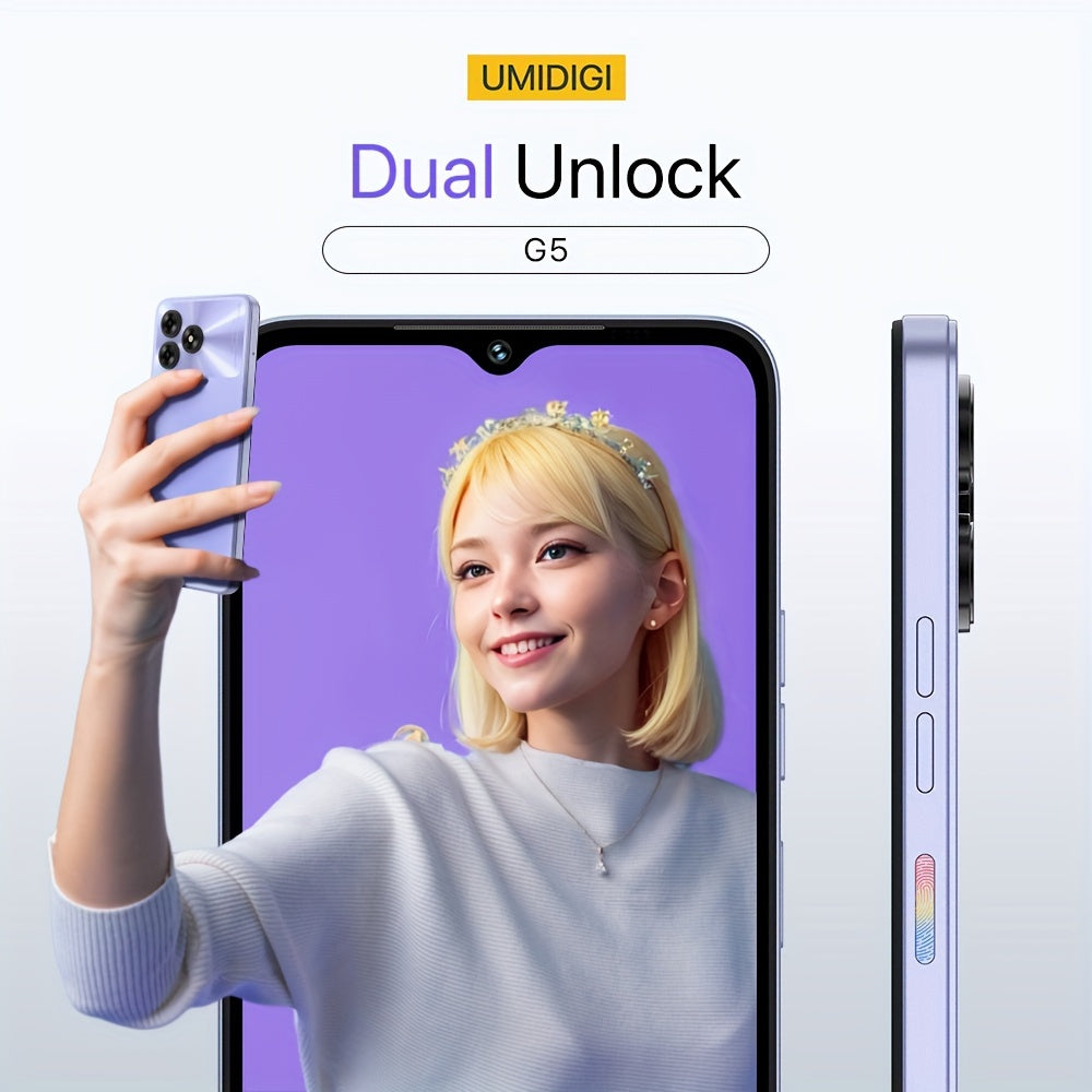 UMIDIGI Entsperrtes Handy, G5 Unisoc T606, 8GB +128GB Android 13 Smartphone Entsperrt Mit 6.6" Vollbild, 50MP+2MP+8MP AI Dreifachkamera, 5000mAh Akku Schnellladung Mobiltelefone
