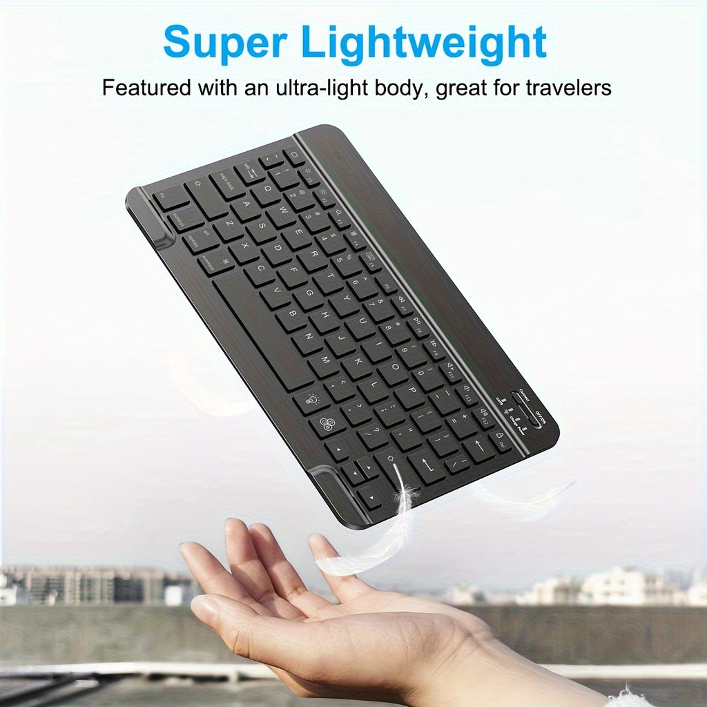 Geskik Vir Ipad, Ipad Pro, Ipad Mini, Ipad Air, Herlaaibare Ultradun Koordlose Sleutelbord Vir Apple, Iphone, Samsung Tablet Slimfoon IOS Android Windows, Draagbare Mini Koordlose 10 Duim Sleutelbord
