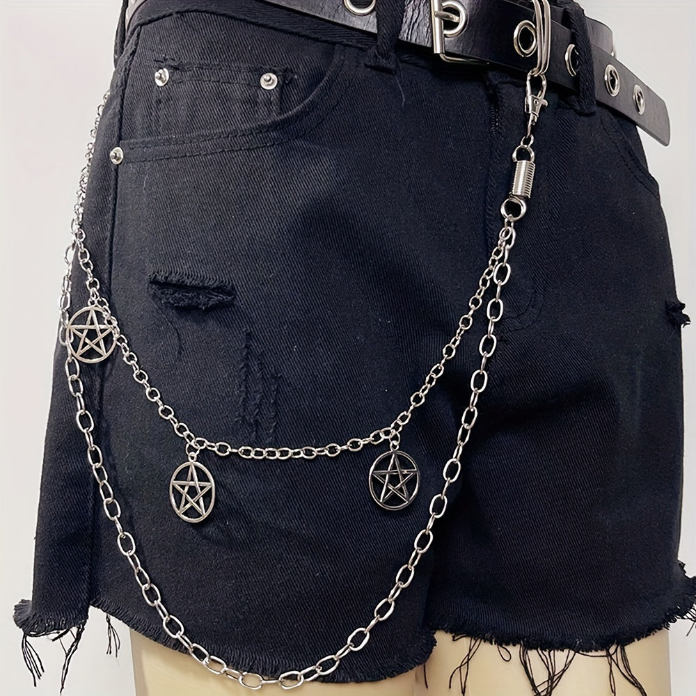 Punk Pentagram Pants Jeans Chain Keychains Trouser Biker Chains Harajuku Goth Jewelry Gothic Rock Accessories for Men Women