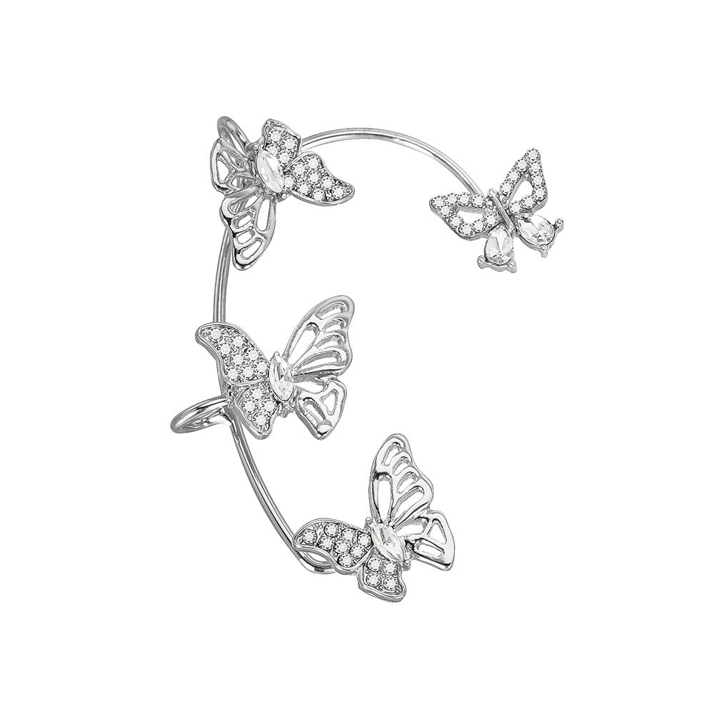 Elegant Butterfly Ear Clips | No-Piercing, All-Season, Plated K, Glass Mosaic, By Yugeweer