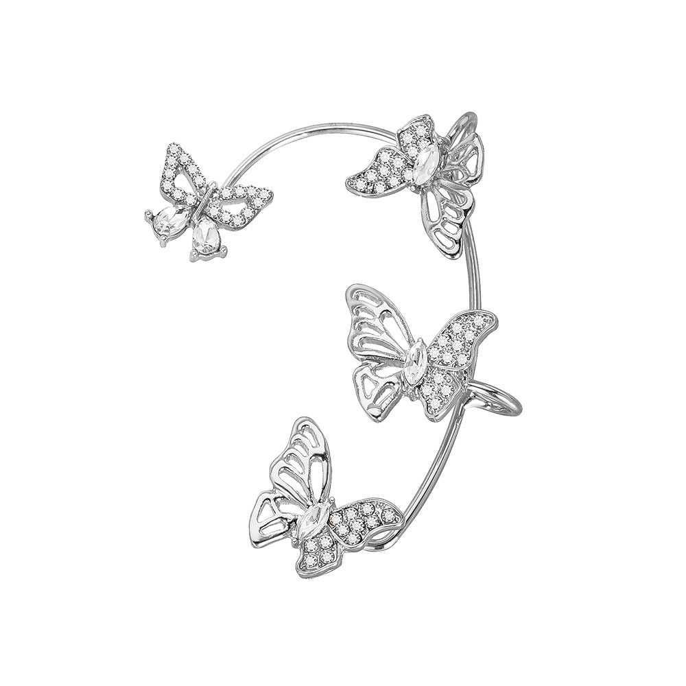 Elegant Butterfly Ear Clips | No-Piercing, All-Season, Plated K, Glass Mosaic, By Yugeweer